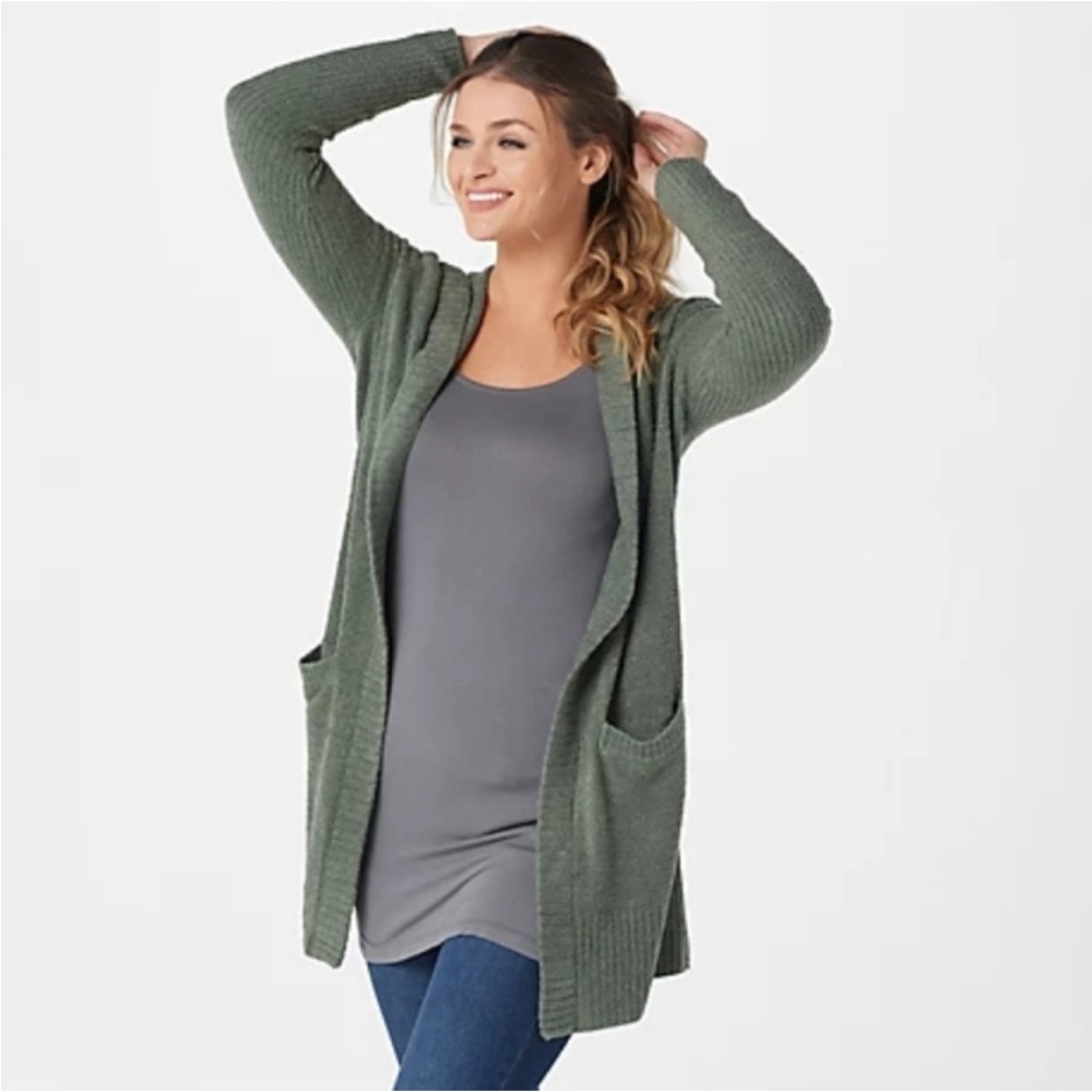 Barefoot Dreams, CozyChic Lite, Relaxed Hooded Cardi w/Pockets, Sz XL